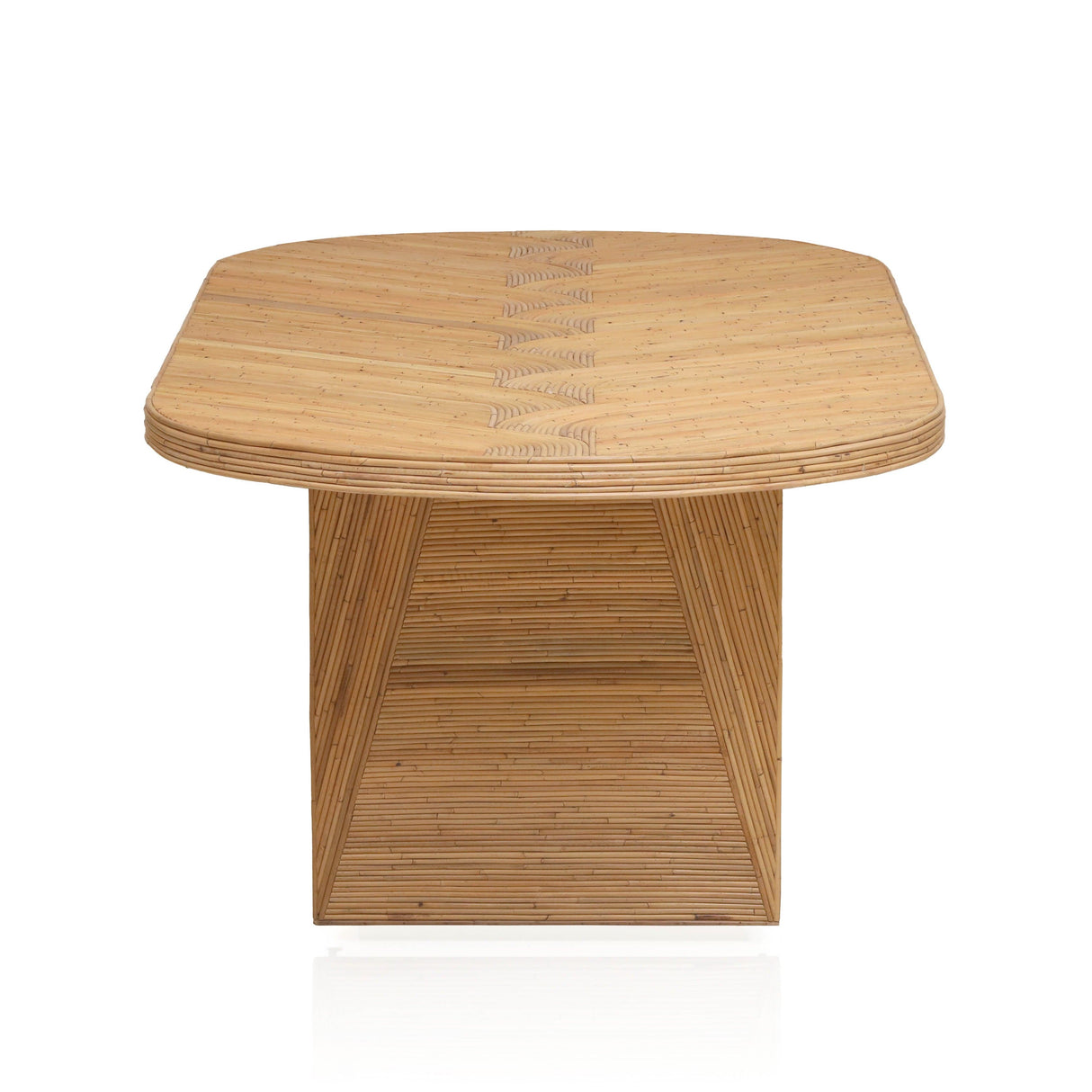 Maya Natural Rattan and Glass Oval Dining Table Dining Tables TOV-D21025 793580629753