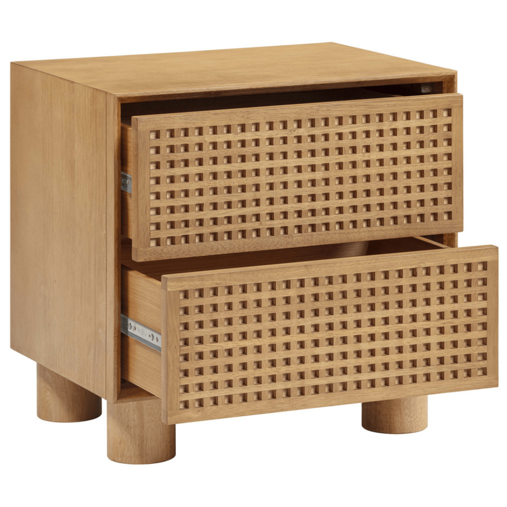 Miles Natural Rubberwood Nightstand Nightstands TOV-B54348