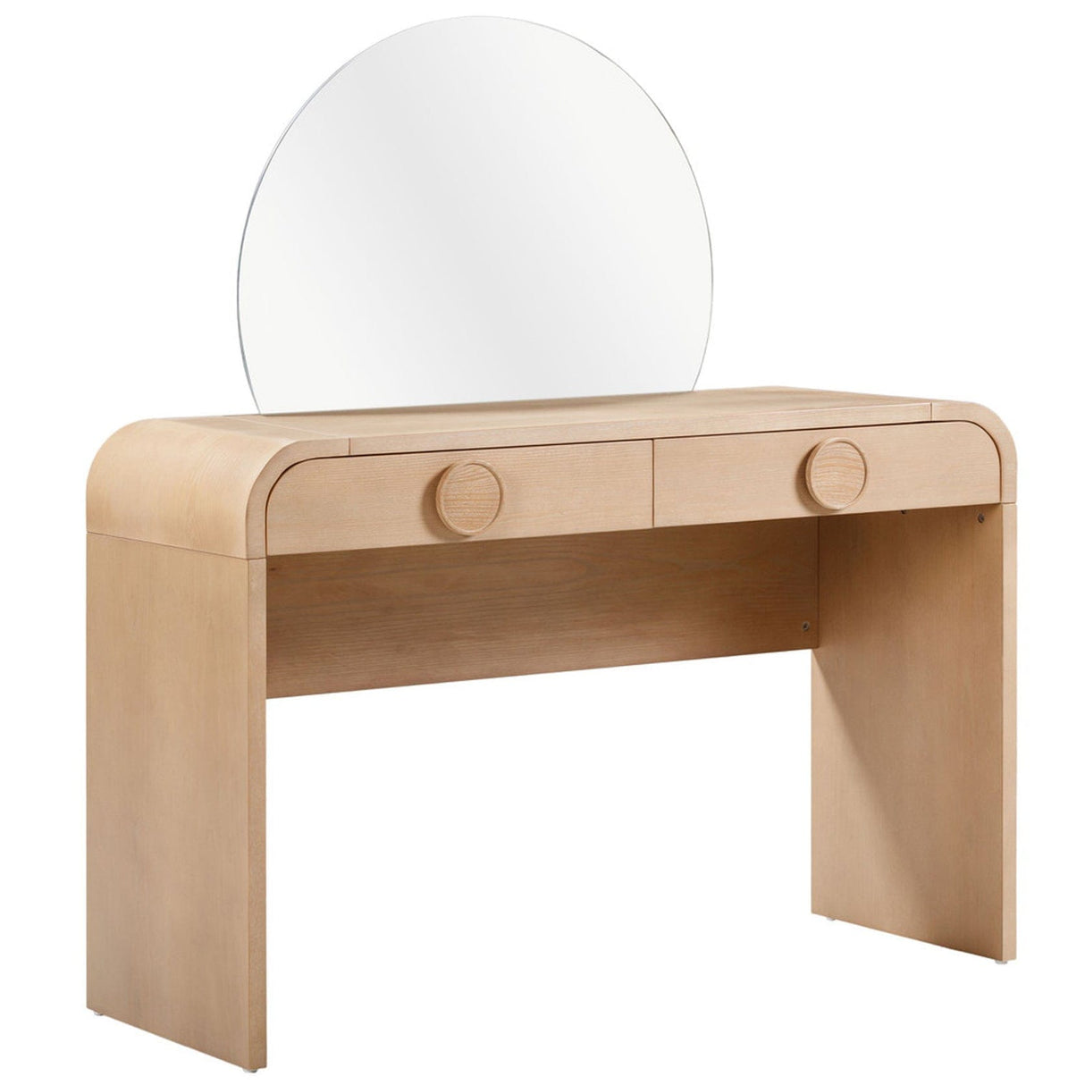 Moonrise Natural Ash 2-Drawer Vanity Desk with Mirror Vanity Desk TOV-H54326