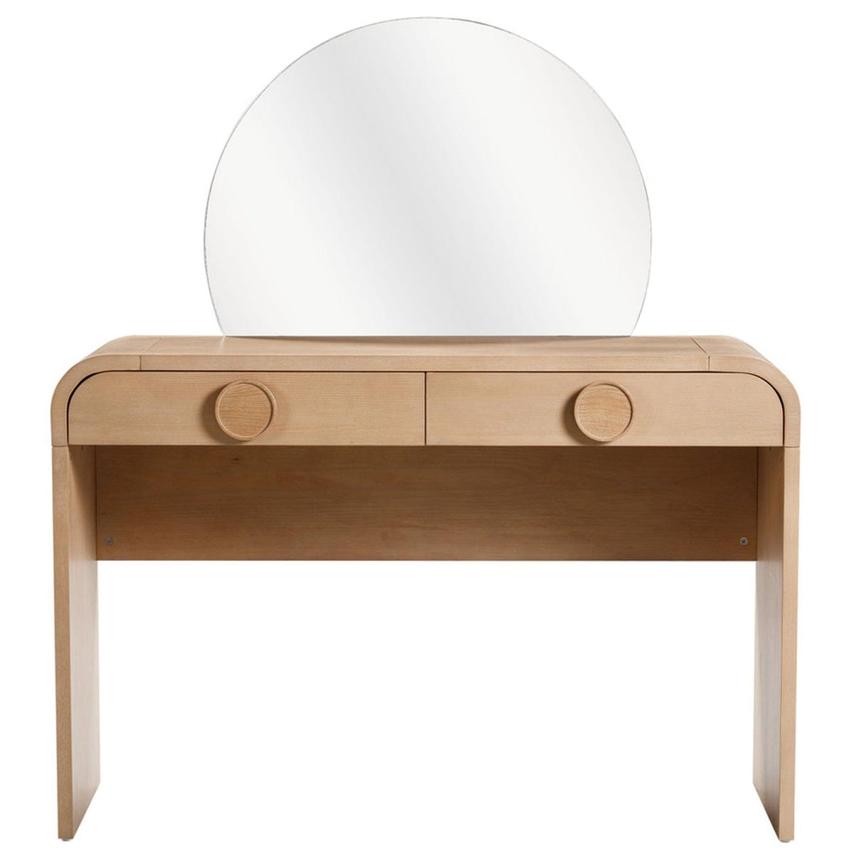 Moonrise Natural Ash 2-Drawer Vanity Desk with Mirror Vanity Desk TOV-H54326