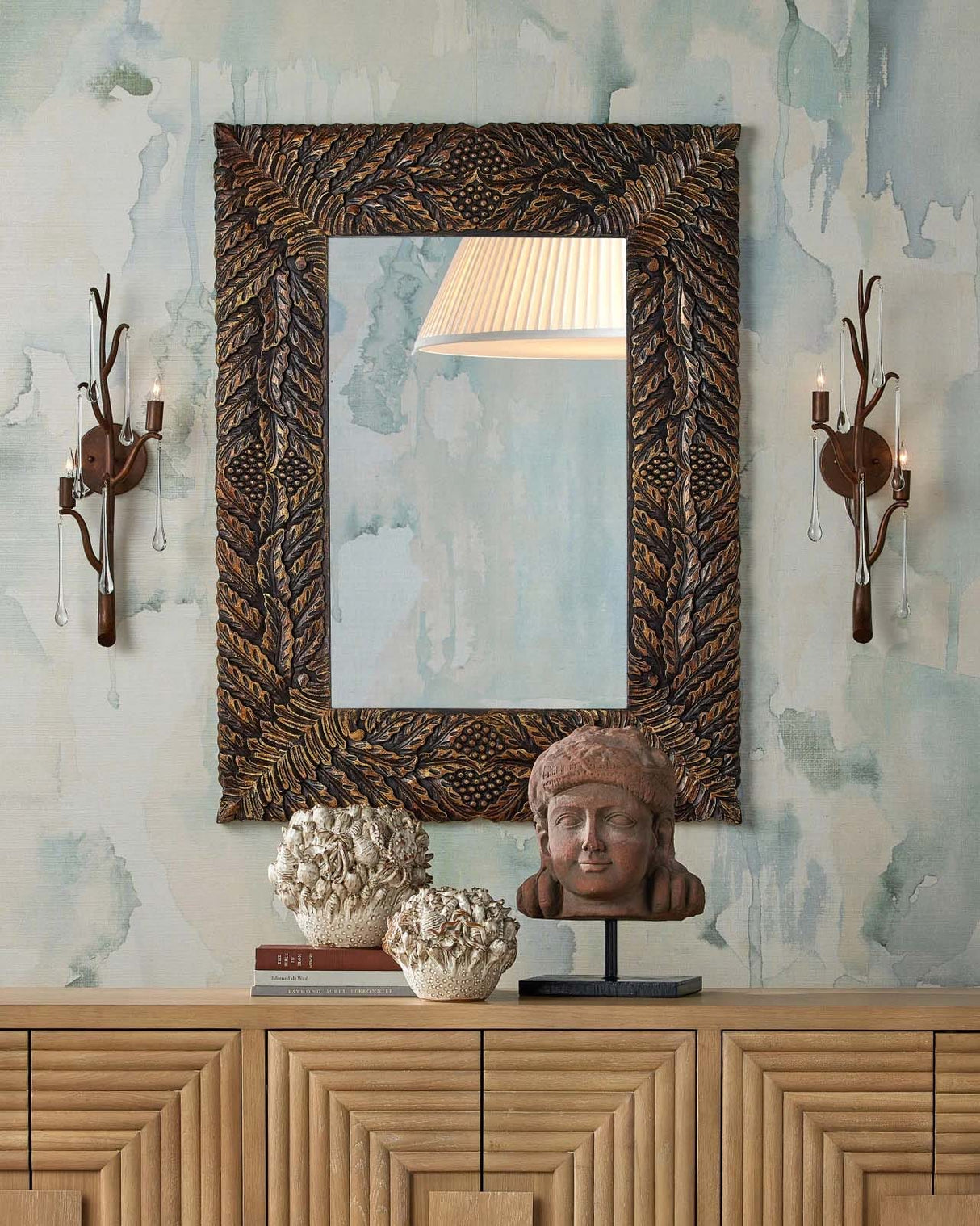 Morombe Washed Oak Credenza Sideboards + Cabinets 3000-0336