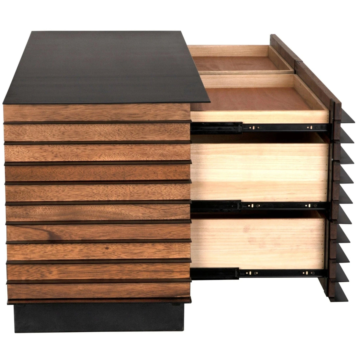 Noir Elevation Sideboard, Dark Walnut with Steel GCON347DW