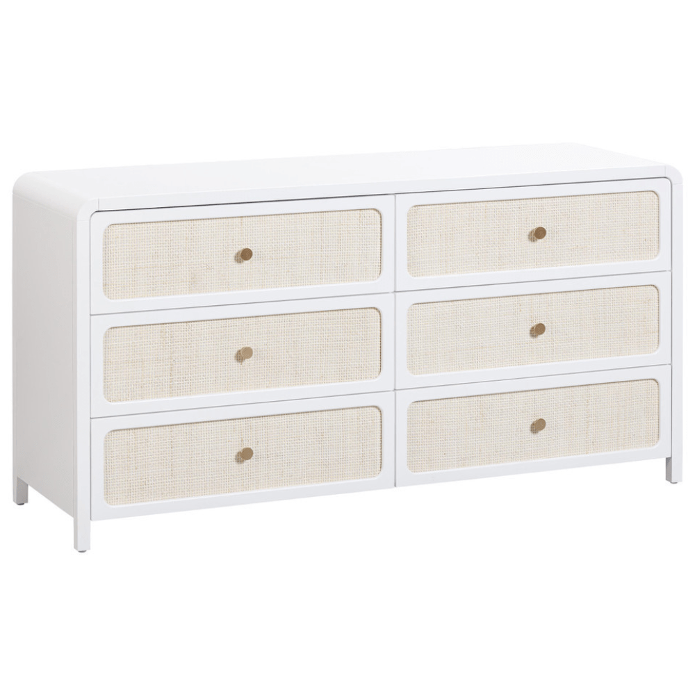 Patty White Rattan 6 Drawer Dresser Dressers TOV-B54354