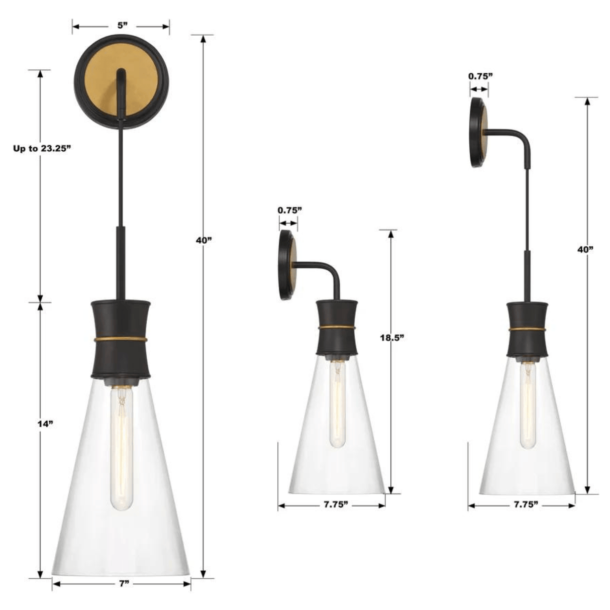 Quinn 1 Light Sconce QUN-1501-MK-TG 633779053634