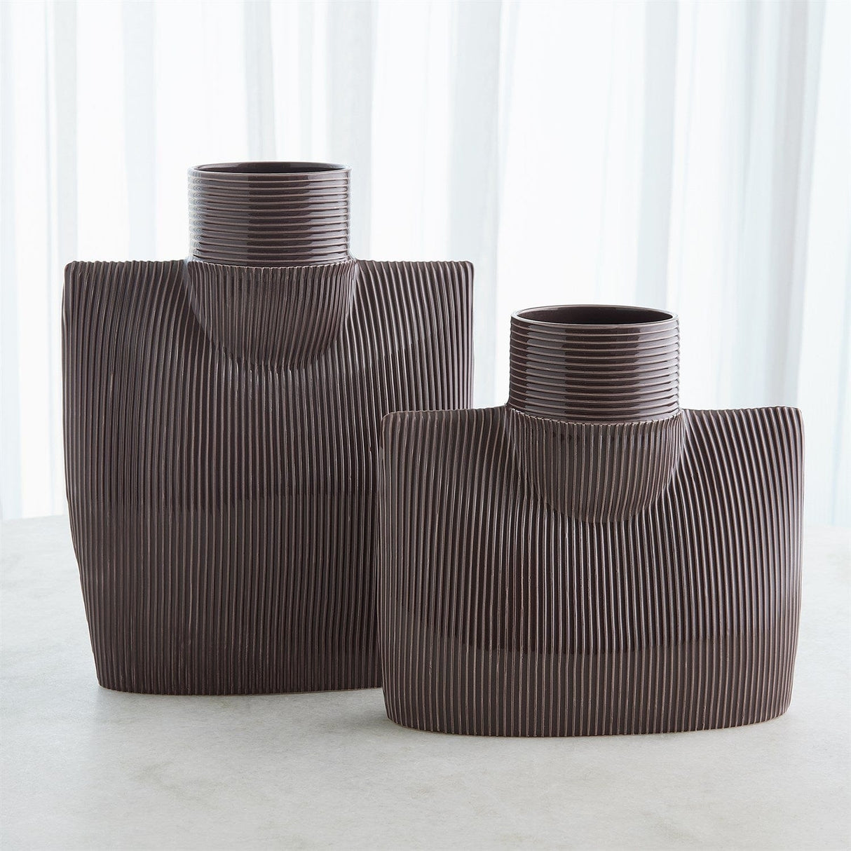 Ribbed Collar Vase Vases