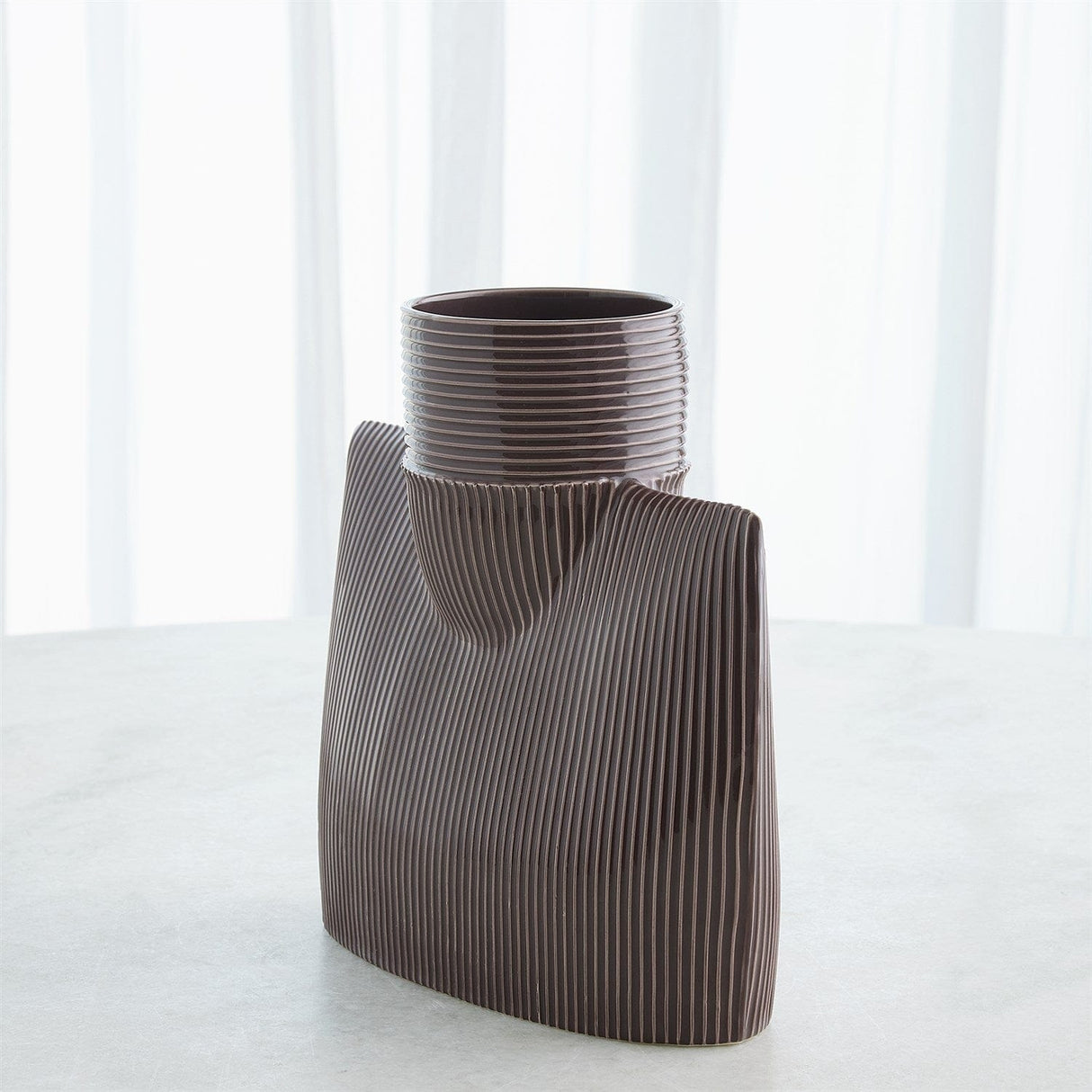 Ribbed Collar Vase Vases