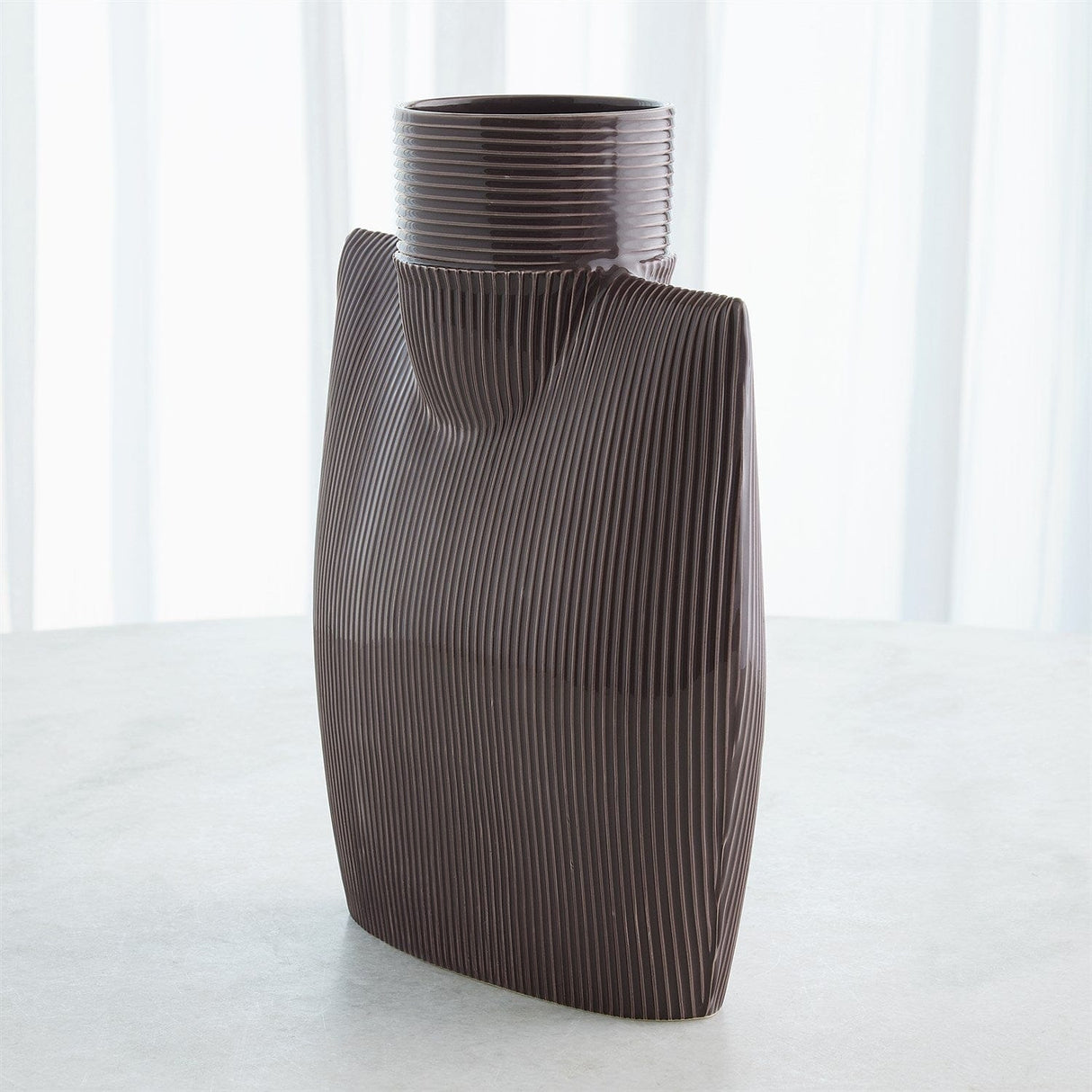Ribbed Collar Vase Vases