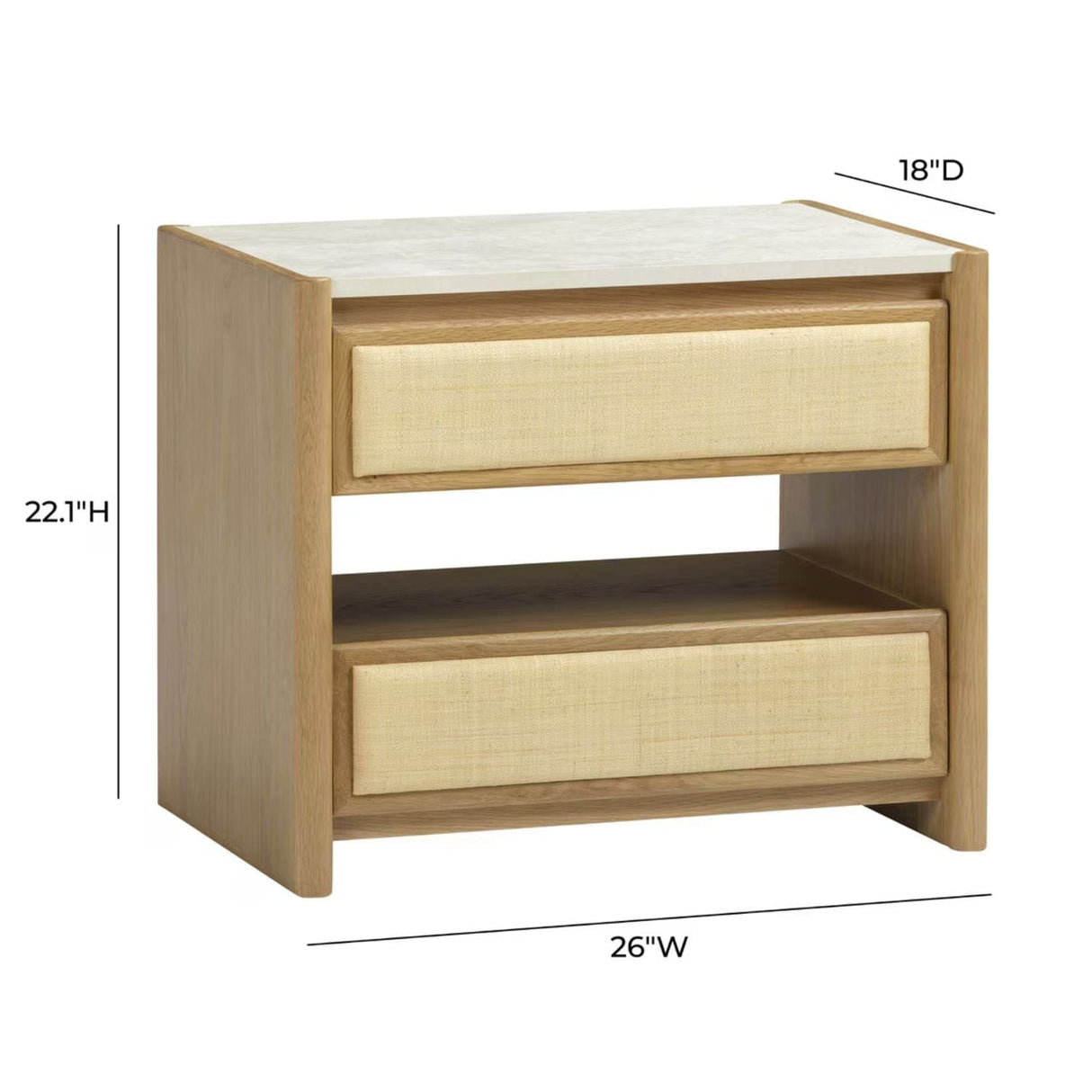 Sage Natural Oak 2-Drawer Nightstand Nightstands + Bedside Tables TOV-B69352