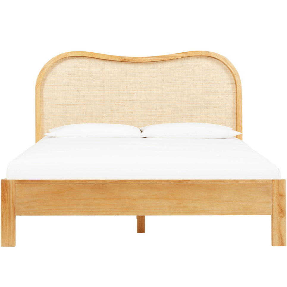 Seabrook Natural Wood & Rattan Bed Beds & Bed Frames TOV-B54346