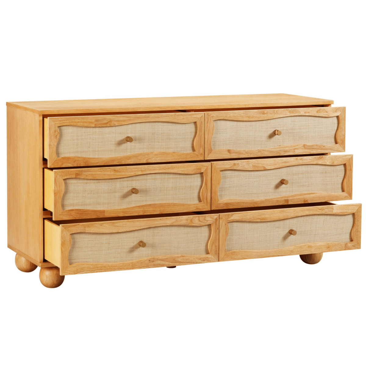 Seabrook Natural Wood & Rattan Wavy Dresser Dressers TOV-B54345