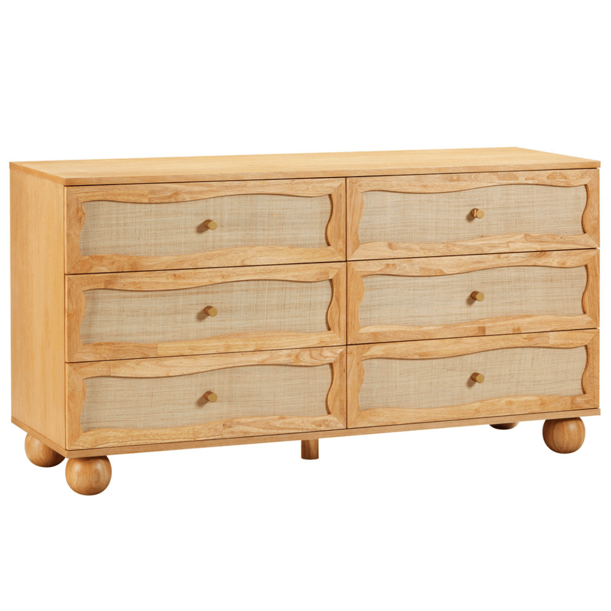 Seabrook Natural Wood & Rattan Wavy Dresser Dressers TOV-B54345