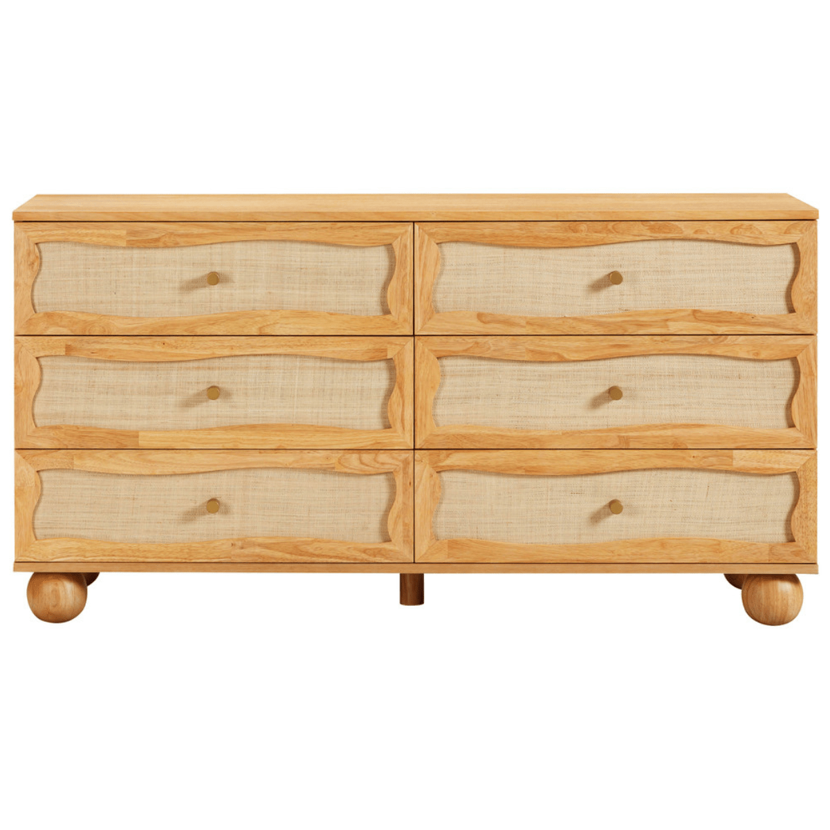 Seabrook Natural Wood & Rattan Wavy Dresser Dressers TOV-B54345