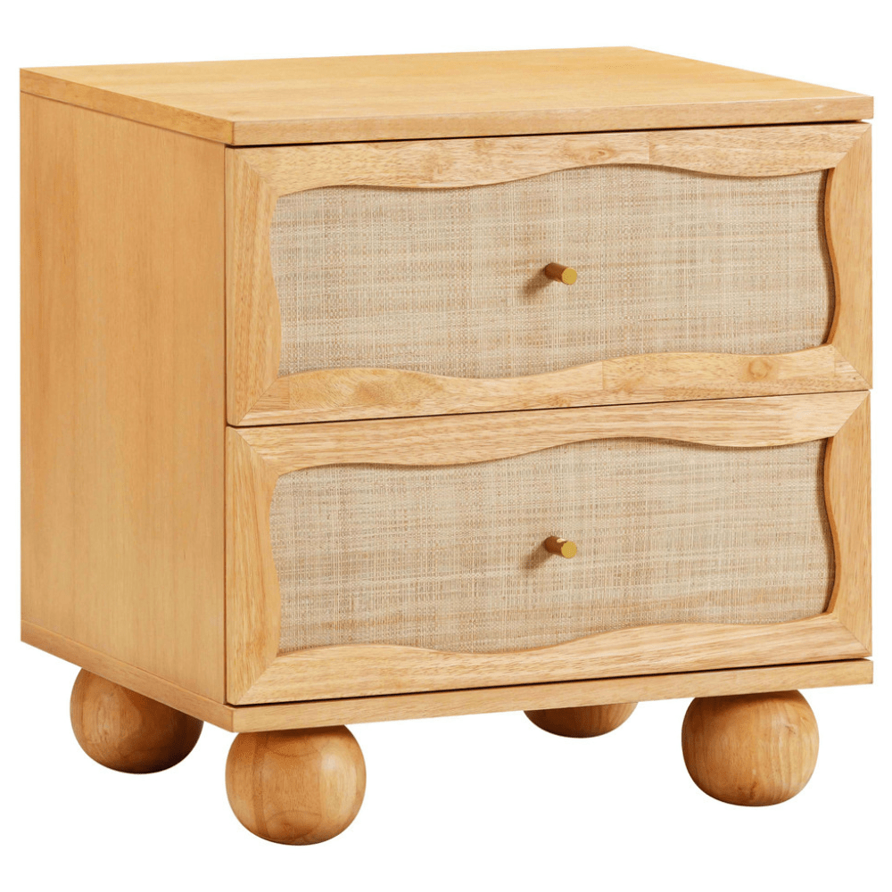 Seabrook Natural Wood & Rattan Wavy Nightstand Nightstands TOV-B54344
