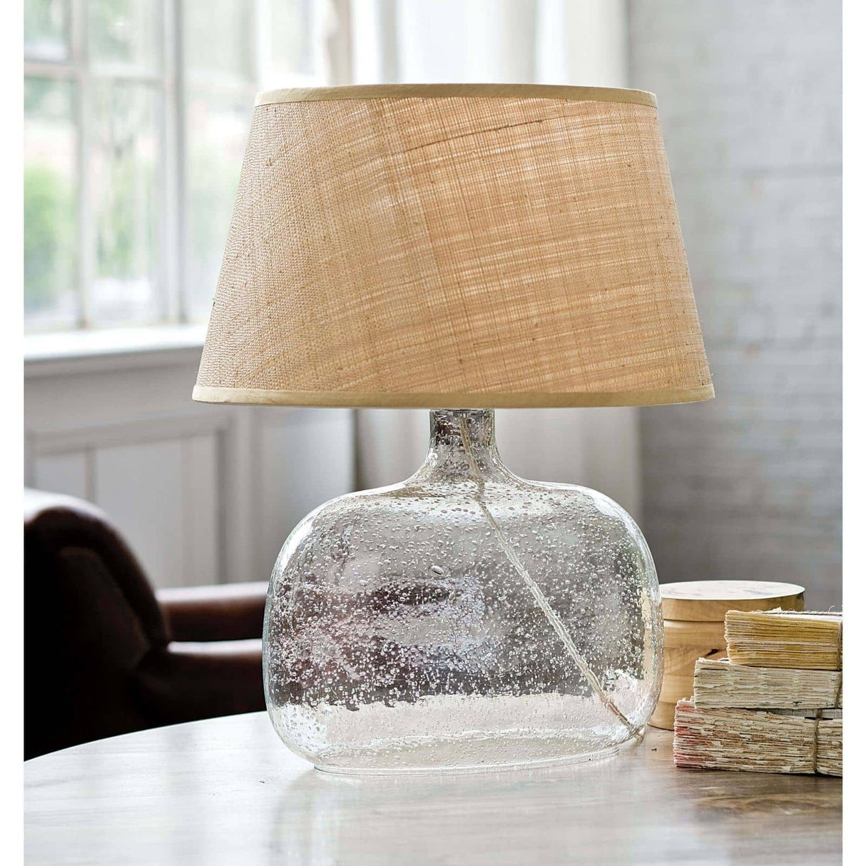 Seeded Oval Glass Lamp Lamp 13-1059 844717011115