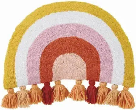 Warm Rainbow Pillow with Tassel