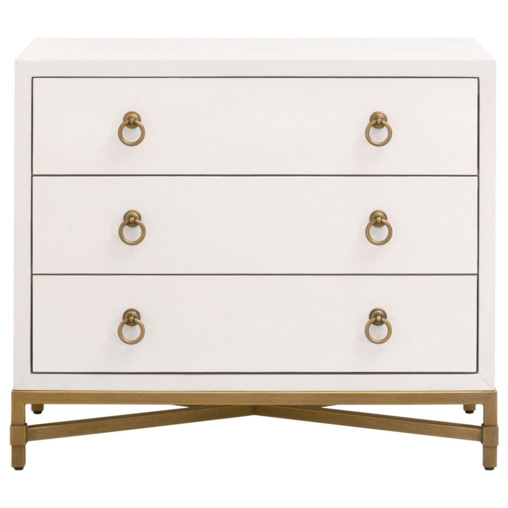 Strand Shagreen 3-Drawer Nightstand Nightstand 6120.PRL-SHG/GLD