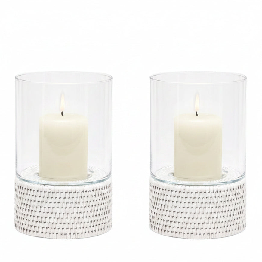 Teni Hurricane (Set of 2) Candle Holders 06TENI-WH-SMHC