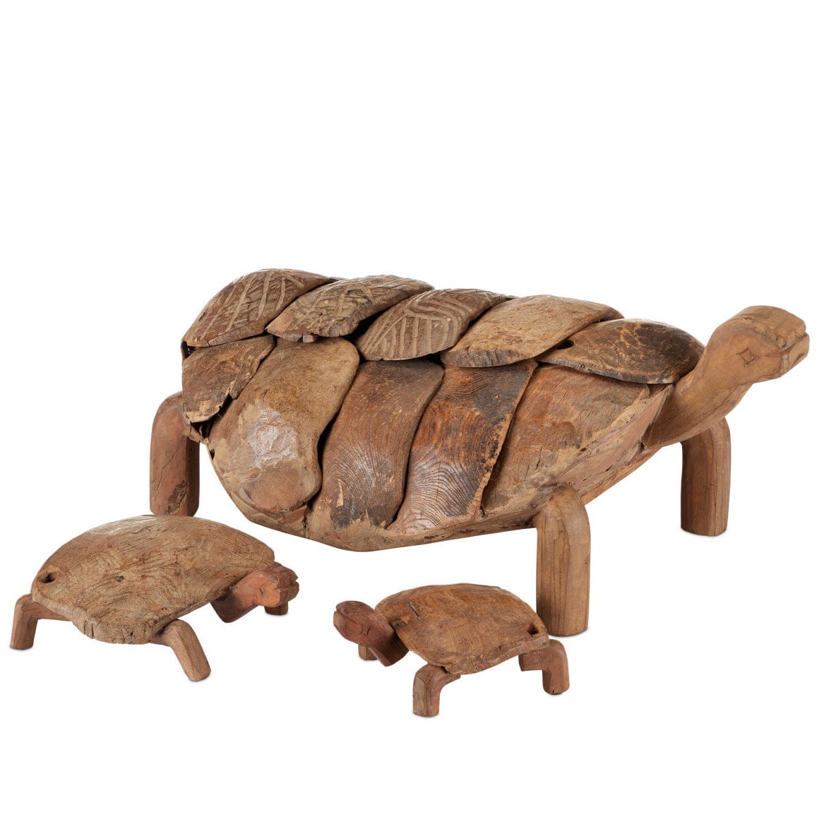 Turtle Set of 3 Wooden Sculptures 1200-0821