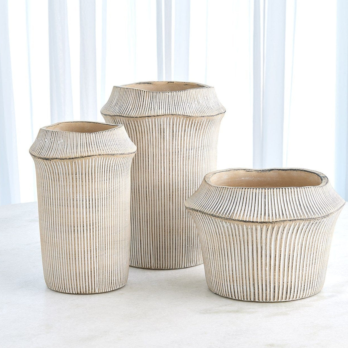 Vertical Edge Cement Vases and Pot Vases