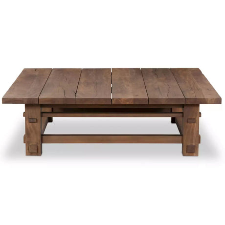 Wide Plank Square Coffee Table Solid Wood Coffee Table 237437-002