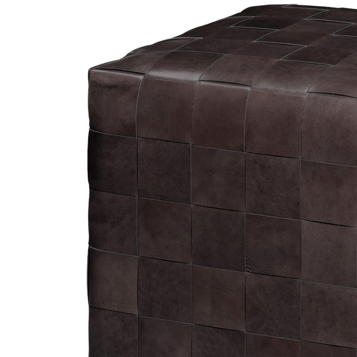 Woven Leather Ottoman Ottoman