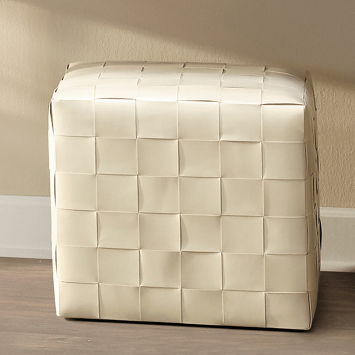 Woven Leather Ottoman Ottoman