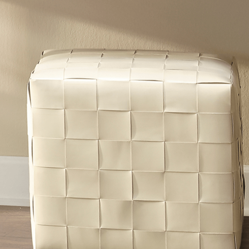 Woven Leather Ottoman Ottoman