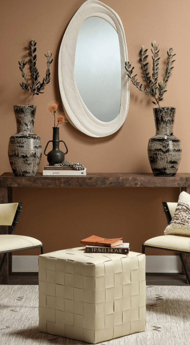 Woven Leather Ottoman Ottoman