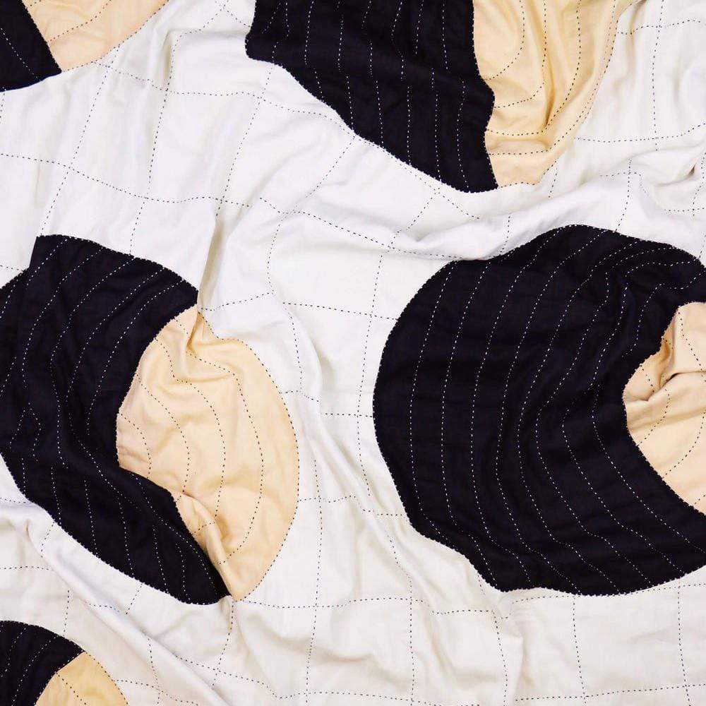 Anchal Crescent Lattice Quilt Throw - Charcoal Pillow & Decor anchal-LBCB