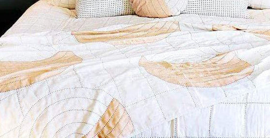 Anchal Crescent Lattice Quilt Throw - Ivory Pillow & Decor anchal-LBCC