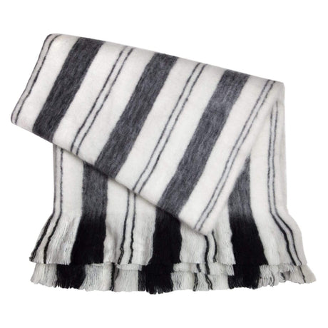 Archive New York Throw Blanket - Black/White/Grey Stripe Pillow & Decor archive-BL002-black-white-grey-stripe