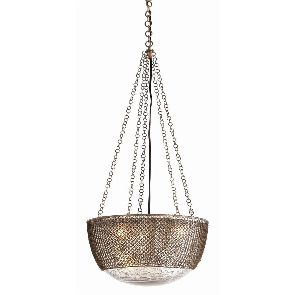 Arteriors Chainmail 3L Brass Glass Pendant Lighting Arteriors-DK42043 00796505089397