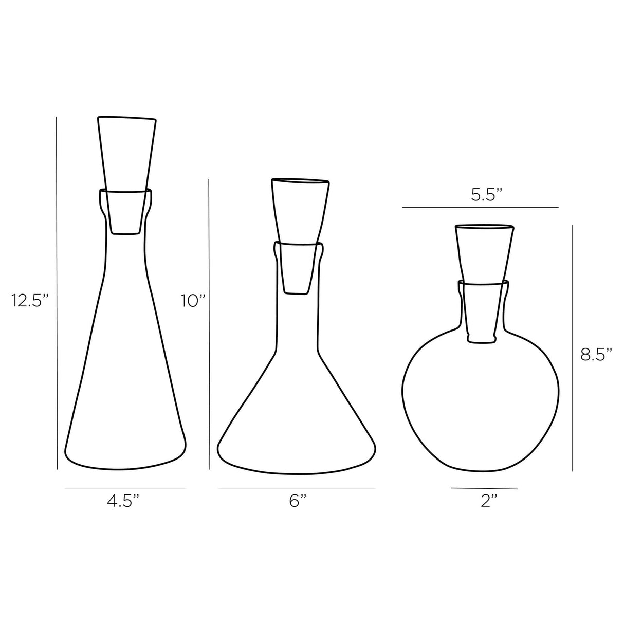 Arteriors Oaklee Decanters (Set of 3) Pillow & Decor arteriors-4633