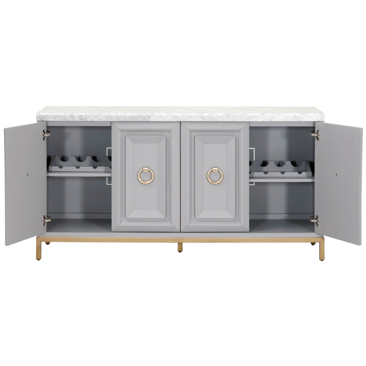 BLU Azure Carrera Media Sideboard Furniture orient-express-6087.DGR-BGLD/WHT 00842279114497
