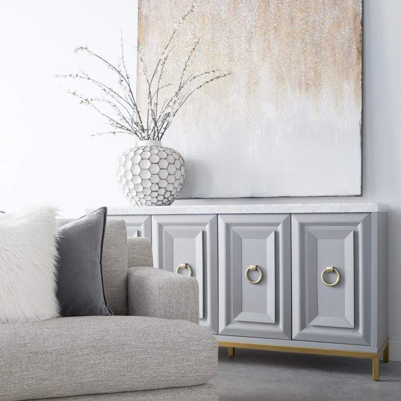 BLU Azure Carrera Media Sideboard Furniture orient-express-6087.DGR-BGLD/WHT 00842279114497