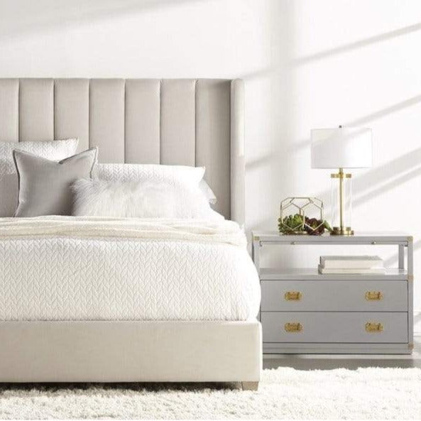 BLU Home Bradley 2-Drawer Nightstand Furniture orient-express-6131.DGR/BGLD 00842279114442