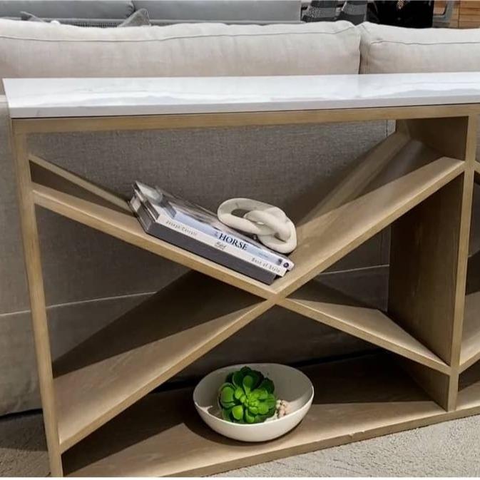 BLU Home Cellat Console Table Tables orient-express-8080.SGRY-OAK/WHTQ