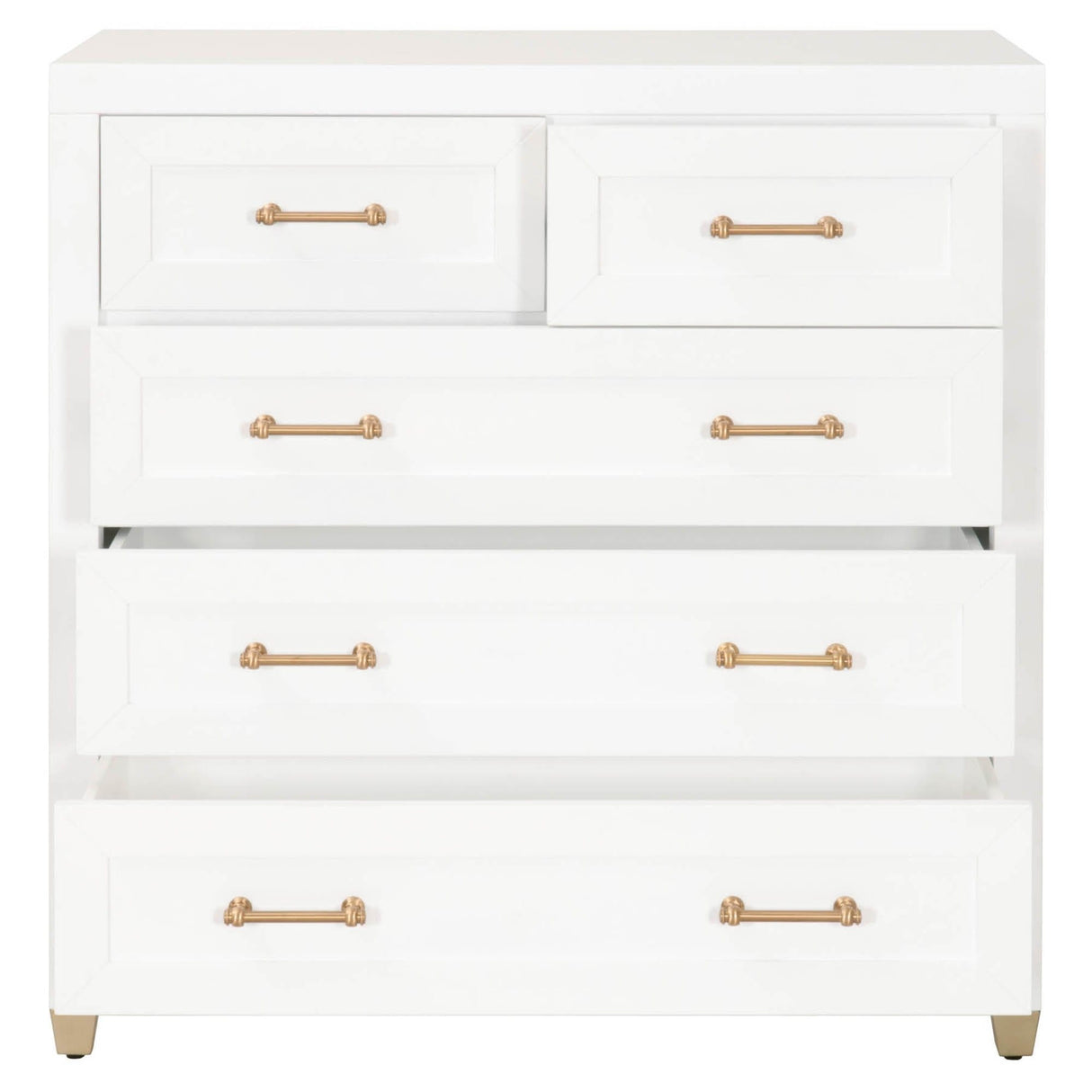 BLU Home Stella 5-Drawer High Chest Furniture orient-express-6135.WHT/BBRS 00842279115128