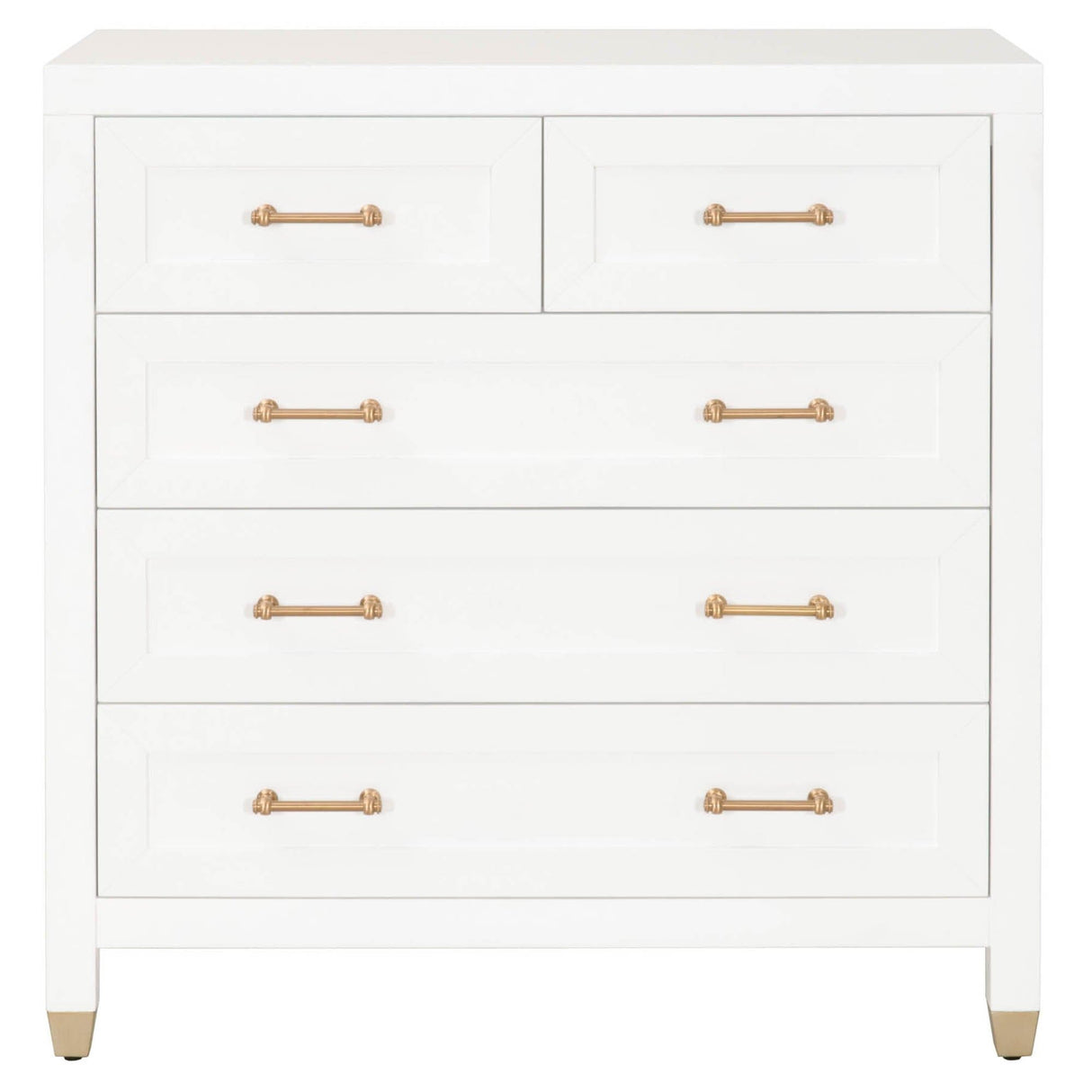 BLU Home Stella 5-Drawer High Chest Furniture orient-express-6135.WHT/BBRS 00842279115128