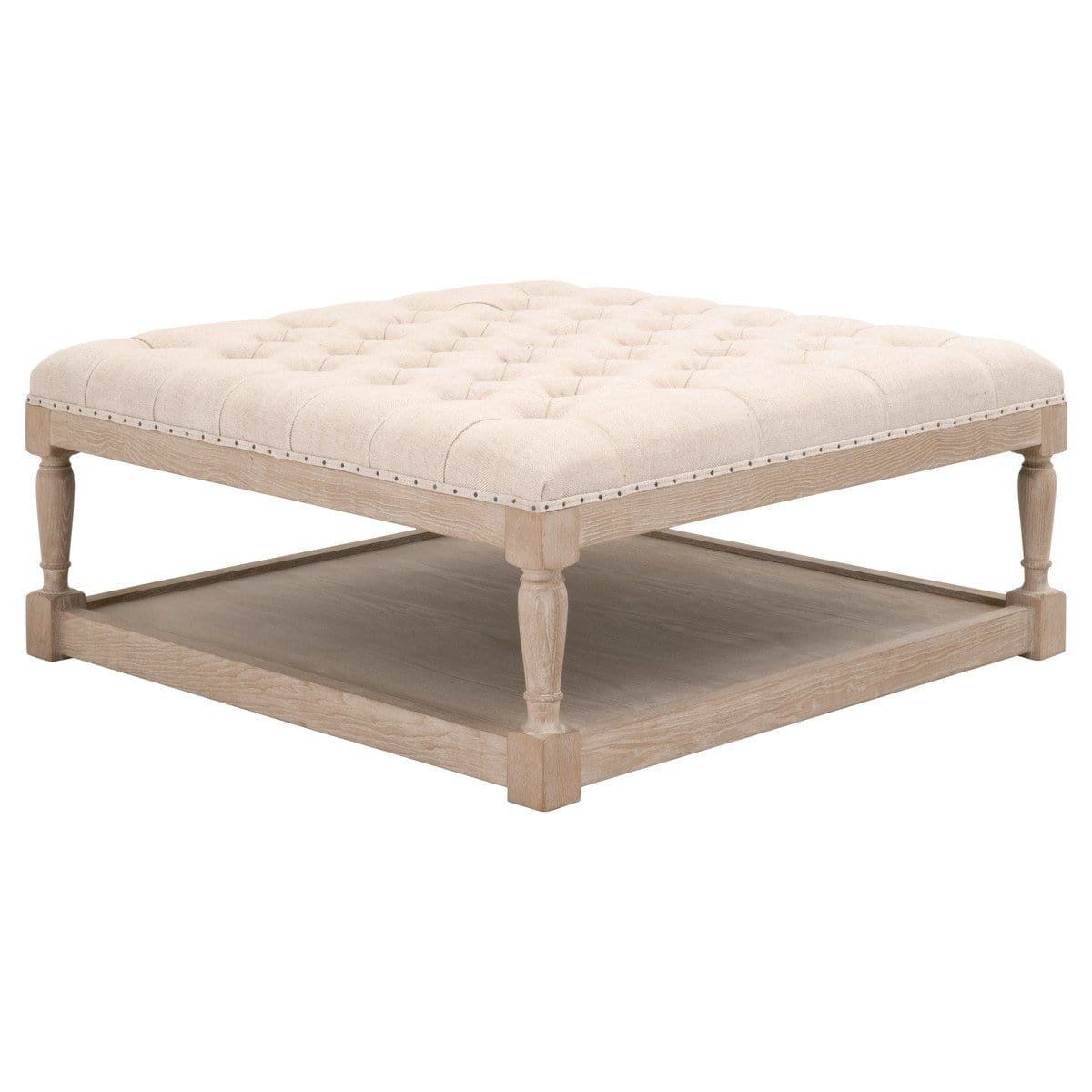 BLU Home Townsend Upholstered Coffee Table - Windowpane Pebble Furniture