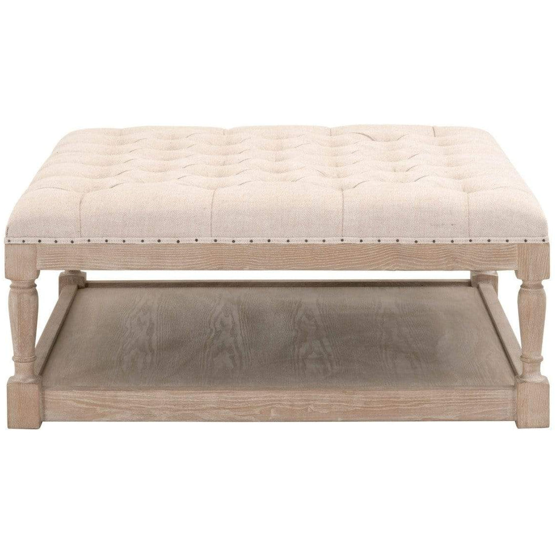 BLU Home Townsend Upholstered Coffee Table - Windowpane Pebble Furniture