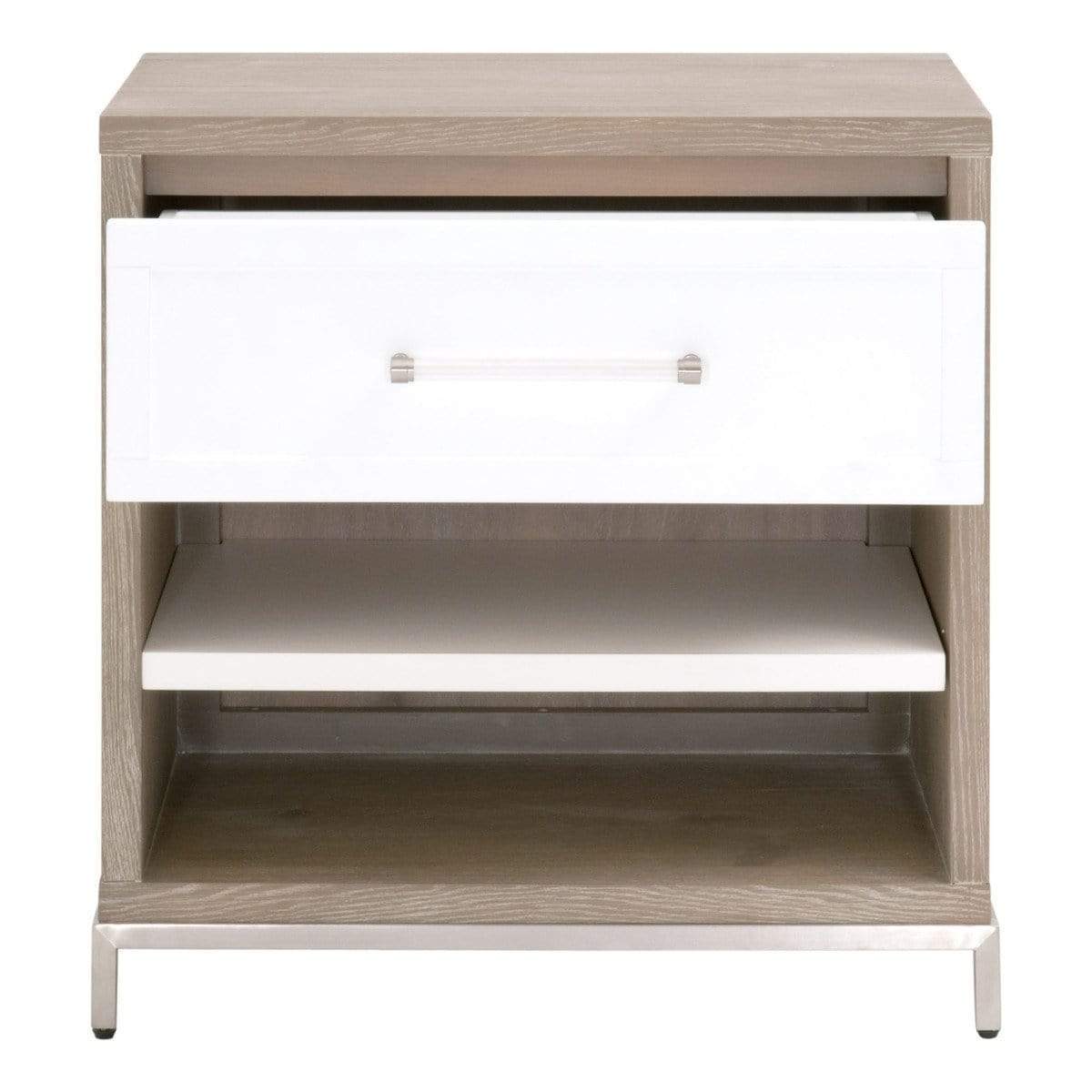 BLU Home Wrenn 1-Drawer Nightstand Furniture orient-express-6139.NG/WHT-BSTL