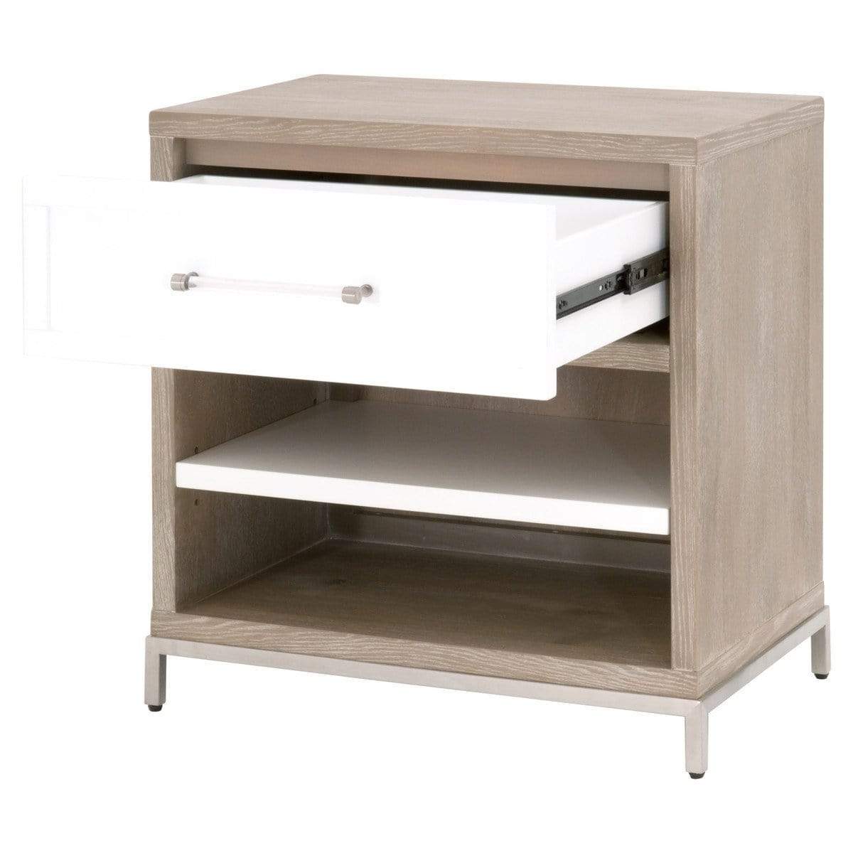 BLU Home Wrenn 1-Drawer Nightstand Furniture orient-express-6139.NG/WHT-BSTL