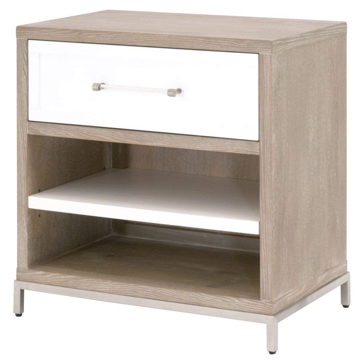 BLU Home Wrenn 1-Drawer Nightstand Furniture orient-express-6139.NG/WHT-BSTL