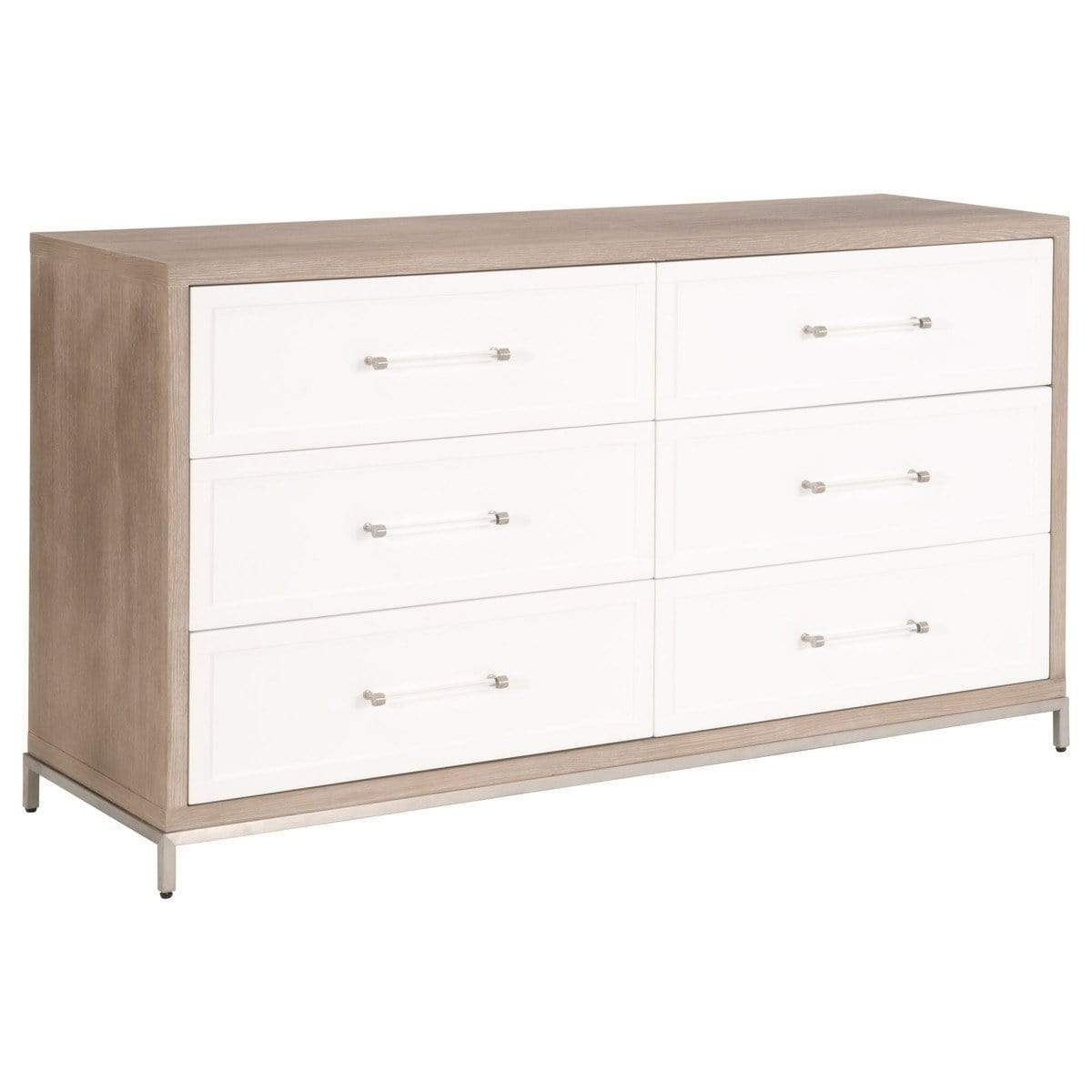 BLU Home Wrenn 6-Drawer Double Dresser Furniture orient-express-6140.NG/WHT-BSTL