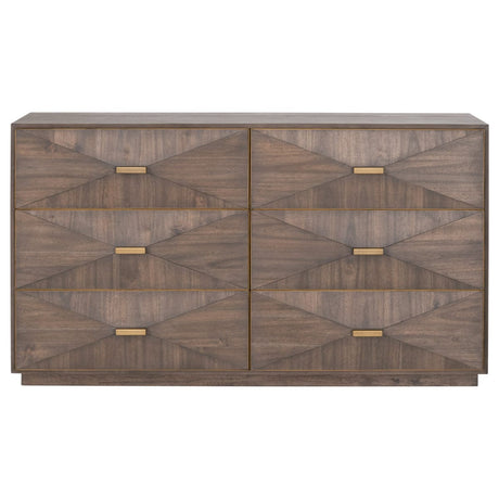 BLU Home Wynn 6-Drawer Double Dresser Furniture orient-express-6158.BBRN/BGLD