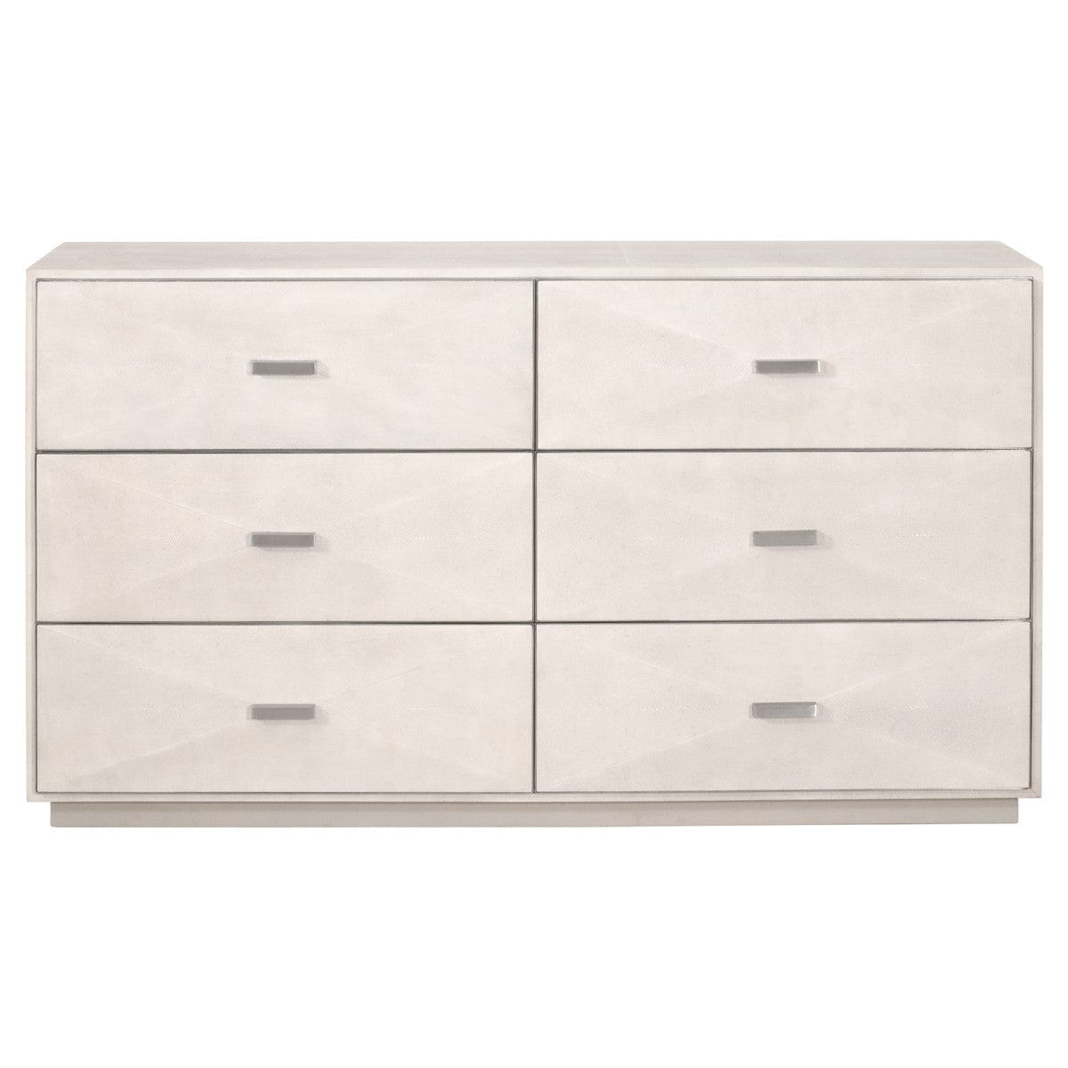 BLU Home Wynn 6-Drawer Double Dresser Furniture orient-express-6158.WHT-SHG/BSTL
