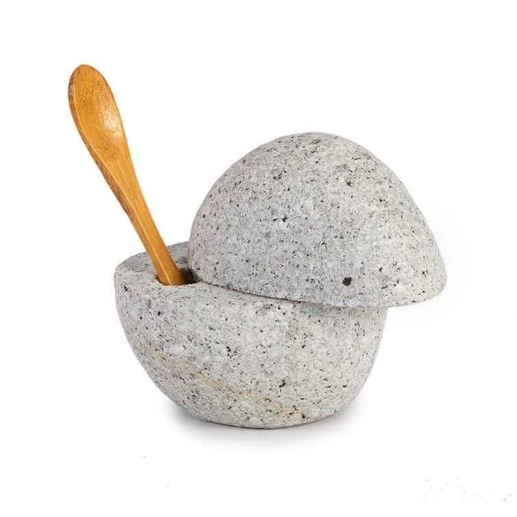 BLU Kitchen Beach Stone Salt Cellar Decor funky-rock-beach-stone-salt-cellar