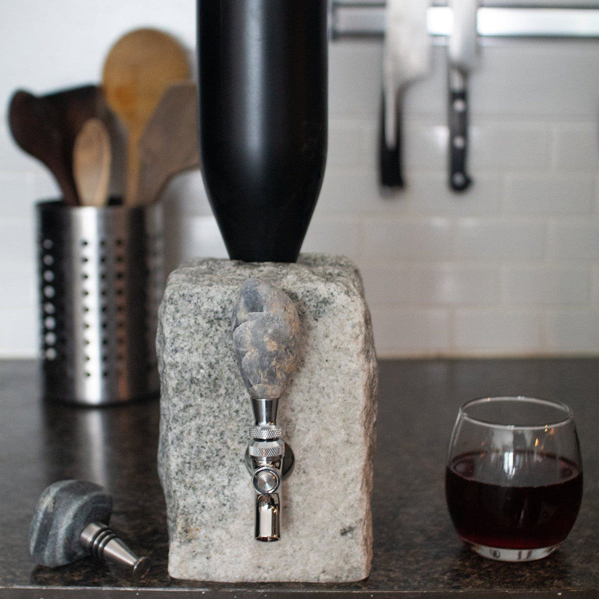 BLU Kitchen Cobble Stone Dispenser - Light Gray Decor Funky-Rock-Cobble-Stone-Dispenser