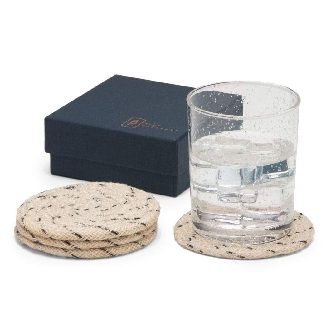 Blue Pheasant Atticus Coasters - Speckled White (Set of 4) Pillow & Decor blue-pheasant-BARATTIC-SPW-RD